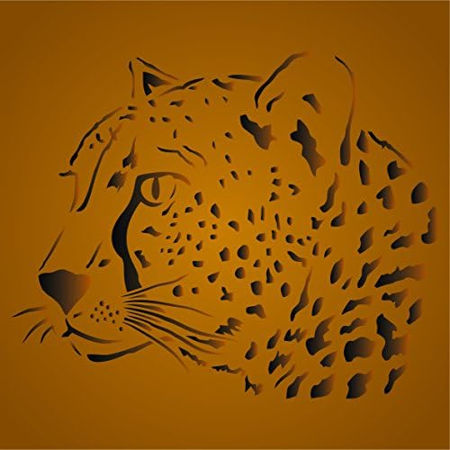 Шаблон с главата на един Леопард, 8 x 6,5 инча - Шаблони Африкански животни Big Cat за Colorization Шаблон