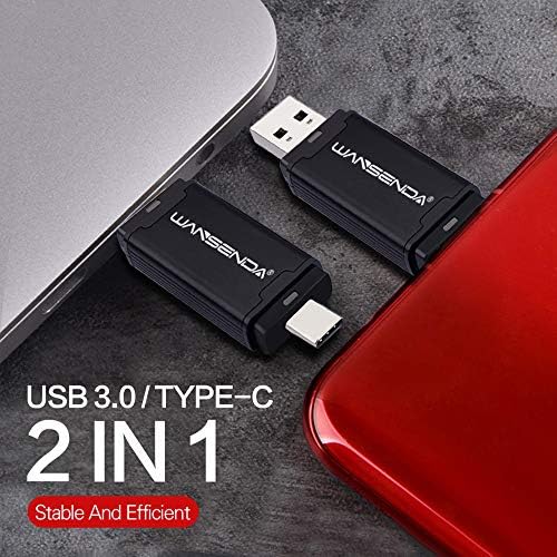 Флаш памет WANSENDA Type C C USB OTG USB 3.1 Флаш памет (256 GB, Черен)