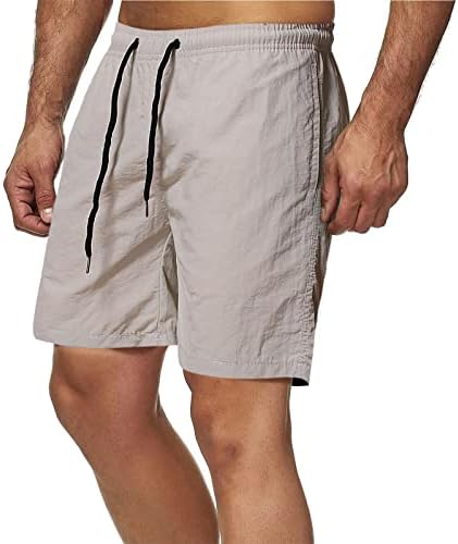 Мъжки къси панталони Ежедневна Класически Намаляване с Завязками, Летни Плажни къси Панталони с Еластичен колан и джобове