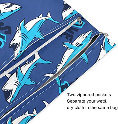 ZZXXB Shark Surf Wave Водоустойчив Влажна Чанта за многократна употреба Текстилен Влажна Пелена Суха Чанта с Джоб с Цип за Пътуване,