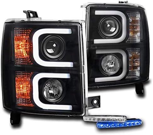 ZMAUTOPARTS За 2014-2015 Chevy Silverado 1500 LED DRL Черни Проекторные Фарове за Мъгла с 6 Сини led светлини DRL