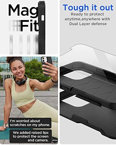 Калъф AICase за iPhone 12/iPhone 12 Pro със стъклен защитно фолио за екрана, Сверхпрочная Защита от падане, Издръжлив корпус, Удароустойчив