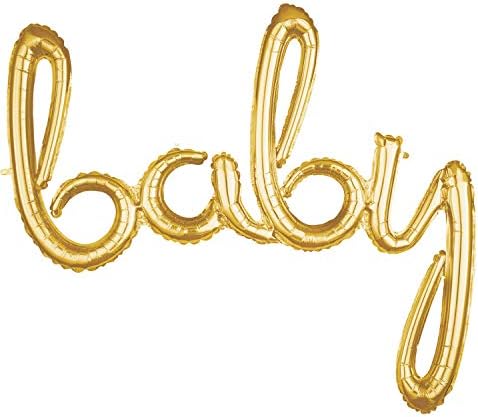 Балон от фолио Baby 3D Script - 39 инча | Златен | 1 бр.
