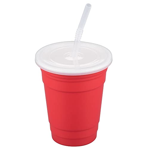 G. E. T. SC-16-КОМПЛЕКТ-R 16 грама. Червен комплект на Многократно пластмасови чаши с капак и соломинкой, могат да се мият в съдомиялна машина (брой, 1)