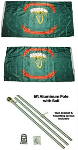 AES 1-аз съм на Ирландската Бригада на 2-Слойный Двустранен Флаг от Полиестер размер 3x5 См с Комплект от алуминиева Флагштока размер
