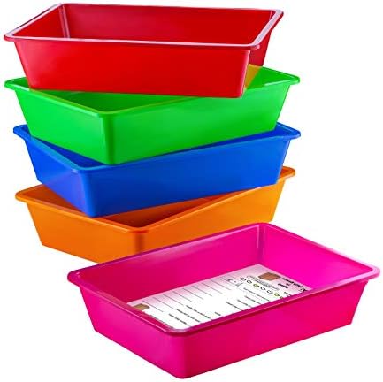 Zilpoo 5 Опаковки – Кутии-Организаторите за хартия, Цветен Пластмасова Тава за съхранение, употреба за на файлове в класната стая, Контейнер
