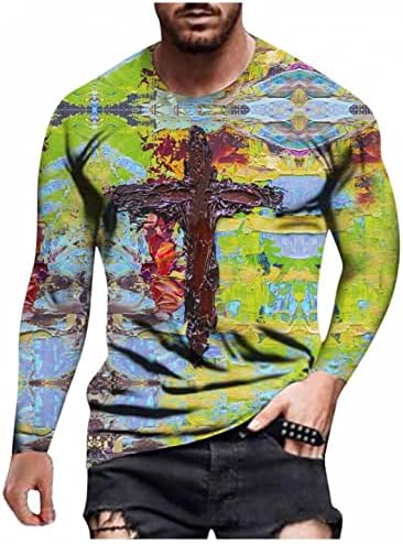 XXBR Тениски с дълъг ръкав за мъже, пролетни 3D улични Тениски с образа на Вярата на Християнския Исус и Кръста, спортни спортни тениски