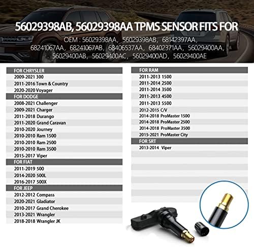 Сензор ACLONG ГУМИТЕ, който е Съвместим за Chrysler, Dodge, Ram, Fiat, Jeep, за Подмяна на датчик за налягане в гумите 56029398AB,