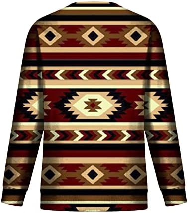 Дамски Етническа Риза в Западен стил на Ацтеките, Реколта Hoody С Геометричен Модел, Блуза Свободно Намаляване с Кръгло Деколте, Ежедневна