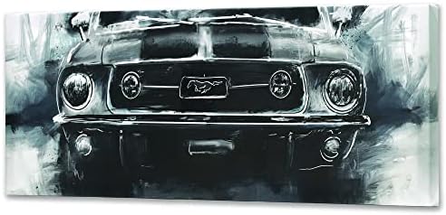 Отворени Пътни Марки на Ford Mustang, в Черно и Бяло Галерия, Увити Платно, Стенен Декор - Голям Ford Wall Art за Дневна, Спалня или