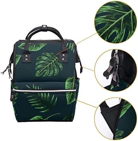 Раница-чанта за Памперси VBFOFBV, Големи Чанти Унисекс, Многофункционална Раница за майки и татковци, Тропически Зелени Палмови Листа