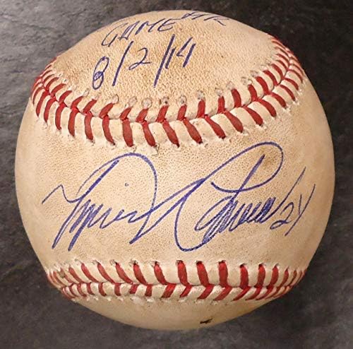 Използвана игра Мигел Кабреры 382-та Хоумран в бейзбола 1 - С автограф и надпис - Използваните обувки MLB с автограф
