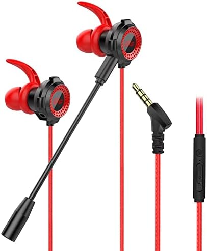 JENPECH Гъвкав Кабел слот ушите с микрофон за телефон / PC Черно Червено