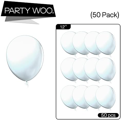 PartyWoo Бели балони 50 бр 12 инча, Латексови балони, Вечерни балони за децата, Гелиевые балони на Сватбени украси, Украси за рожден