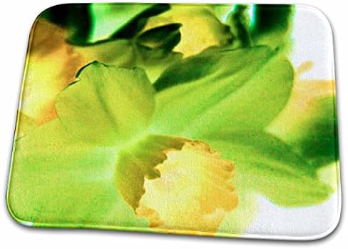 3dRose Зелено-Жълт Нарцис в детайли - Постелки за баня (rug-9387-1)
