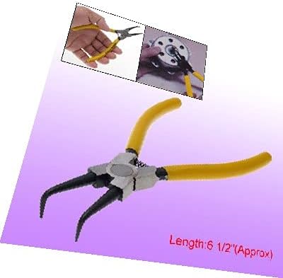 X-DREE Жълти Вътрешна извити тръби, Клещи с стопорным пръстен, клещи 6 1/2 (Пинца на пинцу на еластична вътрешна повърхност за боядисване
