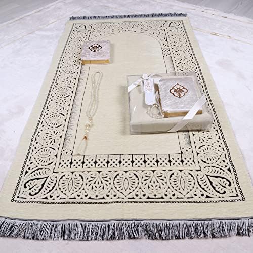 Персонализирани Молитвен Мат Броеници Корана Ислямски Подаръчен Комплект, Молитвен килим, Плюшени Перлени Мъниста Velvet Пълен Корана