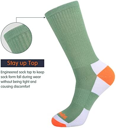 JOYNÉE Мъжки чорапи-възглавници Атлетик Crew за бягане и тренировки, 6 опаковки, Цветни, Размер на чорап: 10-13