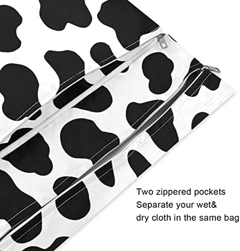 Kigai Cow 2 бр. Ръкавни Чанта за Влажни Сушене на Пелени с Дръжки и Джобове, Водоустойчив Многократна употреба за Пътуване, Плаж, Басейн,