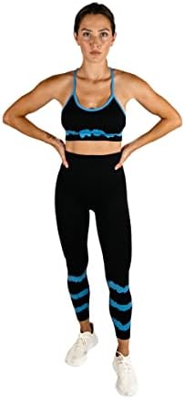MAXXIM Тренировочная облекло за жени, Комплект от 2 теми, Безшевни Гамаши, с Висока Талия и Спортен бюстгальтером, Комплект за упражнения