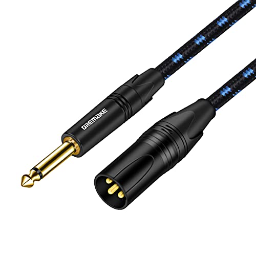 Не са симетрични аудио кабел DREMAKE TS от 1/4 инча до XLR, 3-крак Моно-6,35 мм Мъжки към 3-номера за контакт кръпка-корду XLR за инструменти,