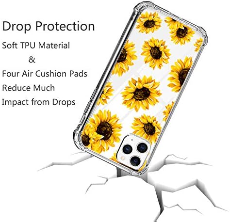 Прозрачен калъф HEYORUN Sunflower е Подходяща за iPhone 11 Pro Max 6,5 инча, Задната част на Кутията с Цветен Модел за момичета и Жени,