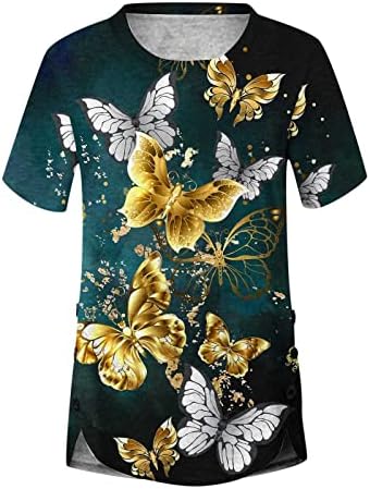 Ризи от Ликра с Кръгло деколте за Жени, Есен-Лято, в началото на с Къс Ръкав и Принтом Пеперуди, Тениски, Дамски Дрехи, Мода Y2K