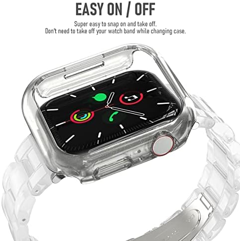 Съвместим с калъф за Apple Watch с каишка, Само за жени и момичета, 40/41/44/45 мм, взаимозаменяеми каишка от смола блестящи, разменени