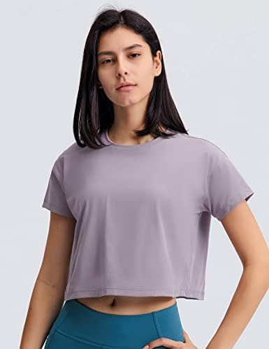 Micoson Женски Съкратен Блузи с дълъг ръкав, Скъсяване на Свитшоты За Тренировки, Летни Ризи Свободно Намаляване за Практикуване на Йога