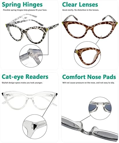Eyekepper 5 Опаковки Очила за четене за Жени стил Котешко око, Женски Ридеры + 1,75