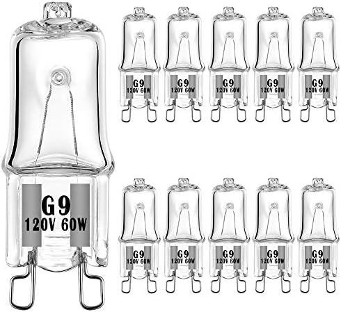 Халогенна крушка G9 120 На 60 W, тип на Т4, 2-за контакти основа, смяна на крушка с регулируема яркост, топло бяло (10 бр)
