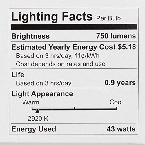 Philips 434274 Замяна Халогенна лампа A19 капацитет от 60 Вата с регулируема яркост на светлината (в опаковка 6 броя), нежно-бяла