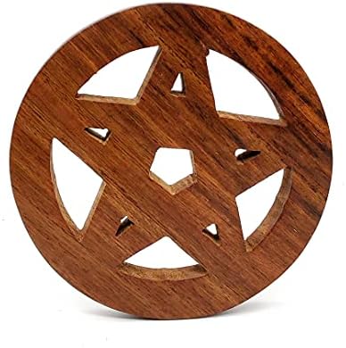 5MOONSUN5's Пентаграма Ръчно изработени Дървени през Цялата Алтарный Патен за Отрасъла, Заклинание, на Ритуал, Алтарной Плочки, Свещените