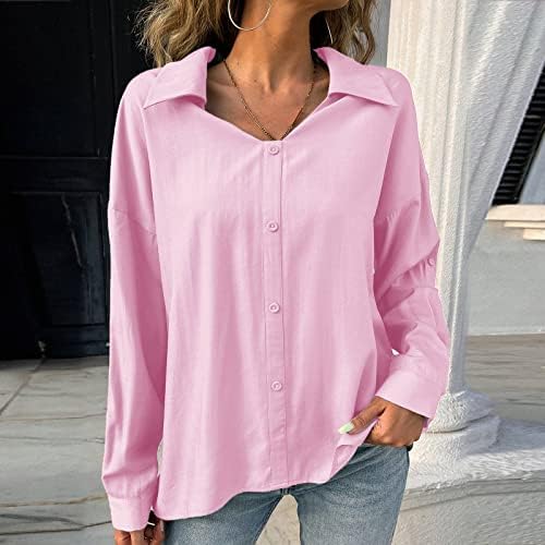 Дамски Блузи, начинът, по който Ежедневни Риза с Копчета и Дълъг Ръкав, Надеваемая на Работа, Тениска, Блуза С Ревера и V-образно деколте,