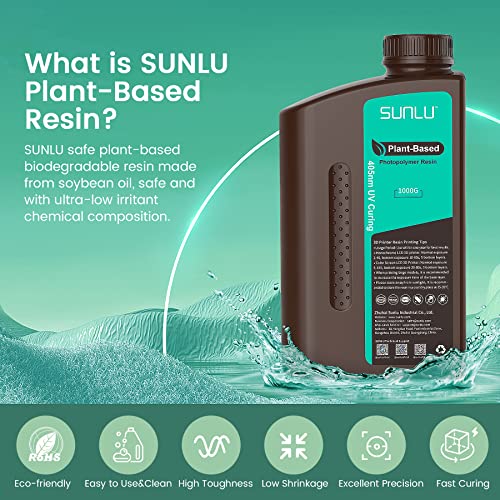Смола за 3D-принтери SUNLU, сигурна биоразлагаемая смола на растителна основа: за 3D печат, LCD/DLP/SLA, Полиамидная смола UV-втвърдяване