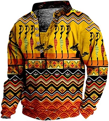 2023 Нова Мъжка тениска С дигитален печат Западните племена, Ретро, Младежки яка, Дълги ръкави. Мъжете В Тениски