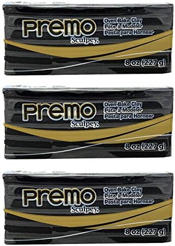 Полимерна черна глина Premo Sculpey - Глина, печени на фурна, 8 унции (опаковка от 3 броя)