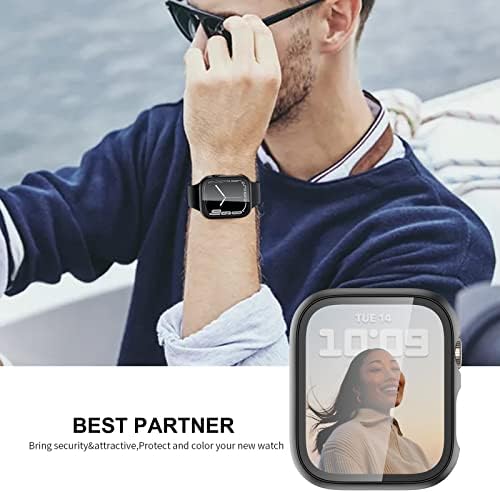 Симпатична торбичка от 3 теми, съвместим с Apple Watch Серия 8 Серия 7, 41 мм, с фолио от закалено стъкло, през цялата Защитен Твърд