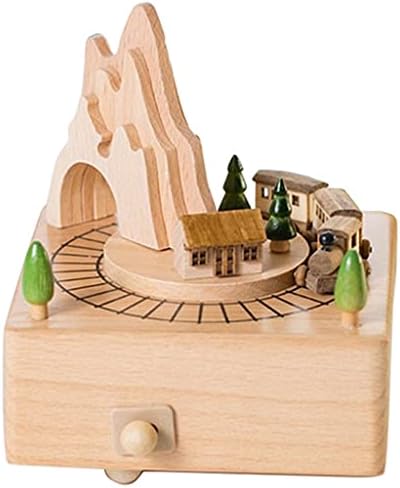 дървена музикална ковчег с образа на Планински тунела на влака (Цвят: A, Размер