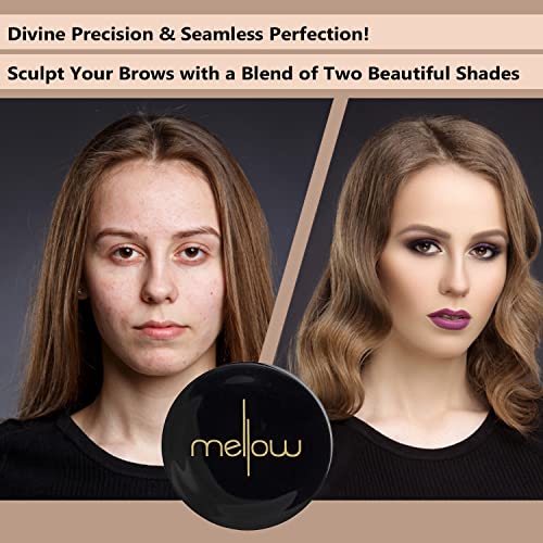 Mellow Cosmetics Brow Duo - Светещо компактна пудра за вежди, за даване на бровям на естествения вид и обем - Пълнител за вежди - Вегетариански