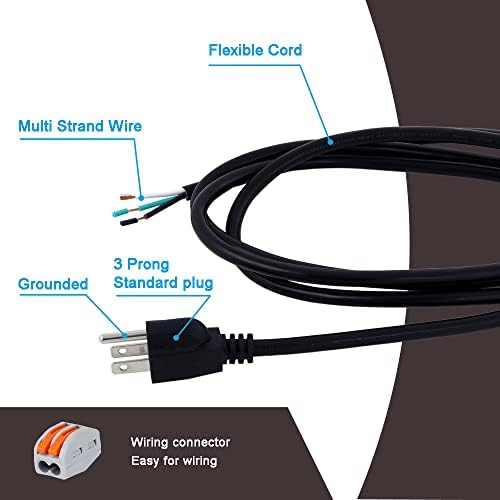 Косичка захранващия кабел за променлив ток За тежки условия на работа 14 Калибър с 3 шипа 6 Метра, С Отворен край, 3 Тел SJT 14AWG, Включете
