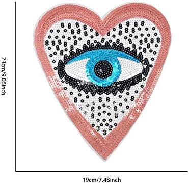 Qusmeiyici 3 бр., Ленти с бродерия във формата на сърце и Очи, Sew-Ленти за дрехи, Дънкови ризи, Блузи, Занаятчийско Шиене (Лилаво +