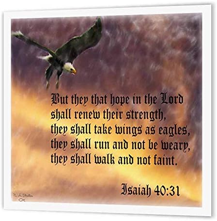 3dRose ht_27419_3 Стих от Библията на Исая 40-31 с изображение на Орел на фона на Бурно небе-Ютия на термотрансферен хартия за бял материал, на 10 на 10 сантиметра