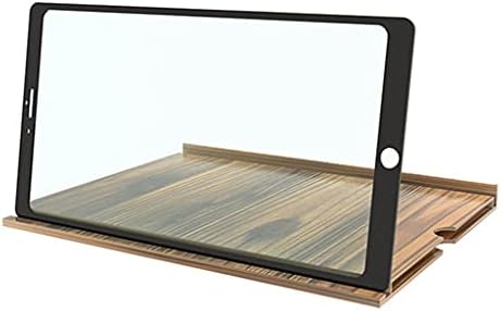 GRETD 3X 4X 12-Инчов Хоризонтален и вертикален екран с дървесно зърно, Лупа на екрана на мобилния телефон на Двойно предназначение, 3D Видеоувеличитель (Цвят: Кафе дърво)
