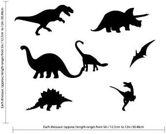 Комплект от 7 Винил художествени Стенни Стикери - Динозаврите - 5 x 12 - Класна Залепваща Стикер с Чудесни Животни за Детски Стаи, Спални,