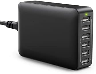USB Зарядно устройство за 60 W 12A 6-Портов Настолна USB-зарядно устройство с няколко пристанища iSmart, USB-хъб за зареждане, който е Съвместим с iPhone 13 Pro Max Mini 12 Pro Max 11 X SE, таблет