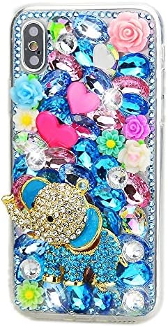Елегантен калъф за телефон AS-Zeke Glitter, съвместим с Samsung Galaxy A52 5G, с украса във формата на слон и цветове Ръчно изработени, украсени с кристали и защитно фолио за екрана [