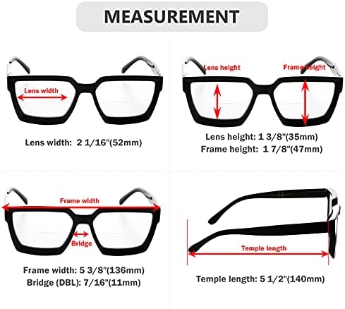 Дамски Бифокални очила За четене Eyekepper - Стилни Бифокални Очила За четене С Прозрачни Лещи В Голяма Рамка - Костенурка +3,00