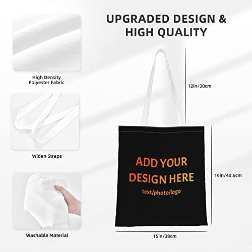 SUNYAUA Custom Canvas Tote Bag - Добавете ваша снимка и текст, Персонални Женски Ежедневието на една чанта на рамото си, получите многократна торба за пазаруване