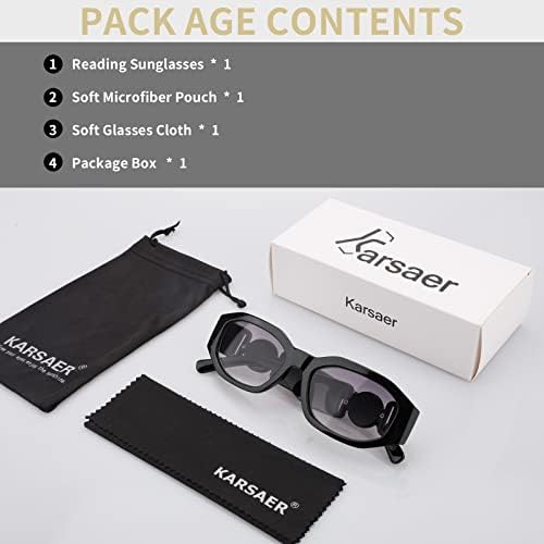 Karsaer Vision Грешни Правоъгълни Слънчеви Очила за Четене за Жени, Модни Очила за Четене с Пълна Рамки, Дебели Нюанси от 1,0 до 2,5